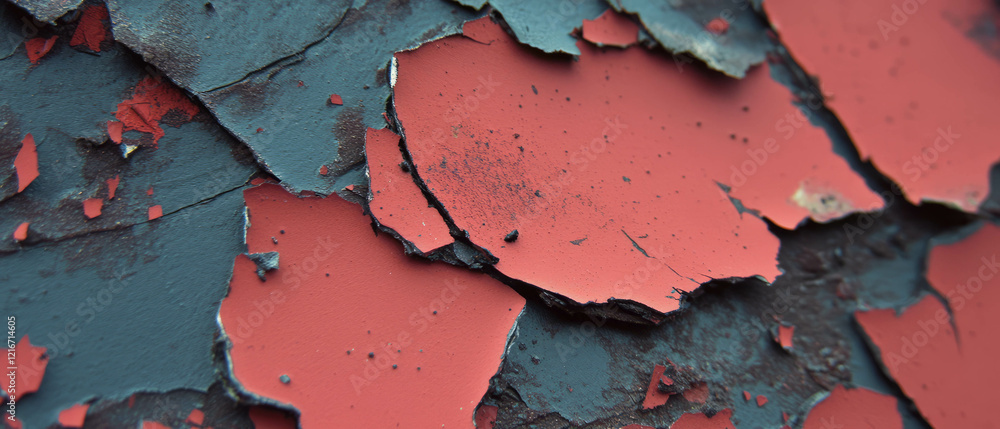 Poster dried ink textures with matte finish and contrasting red shapes on the surface