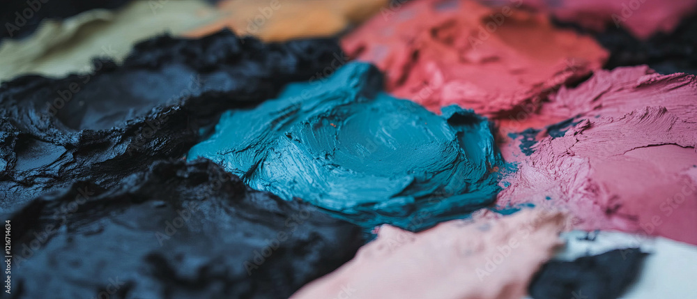 Poster dried ink textures showcasing varied colors and a matte finish on a flat surface