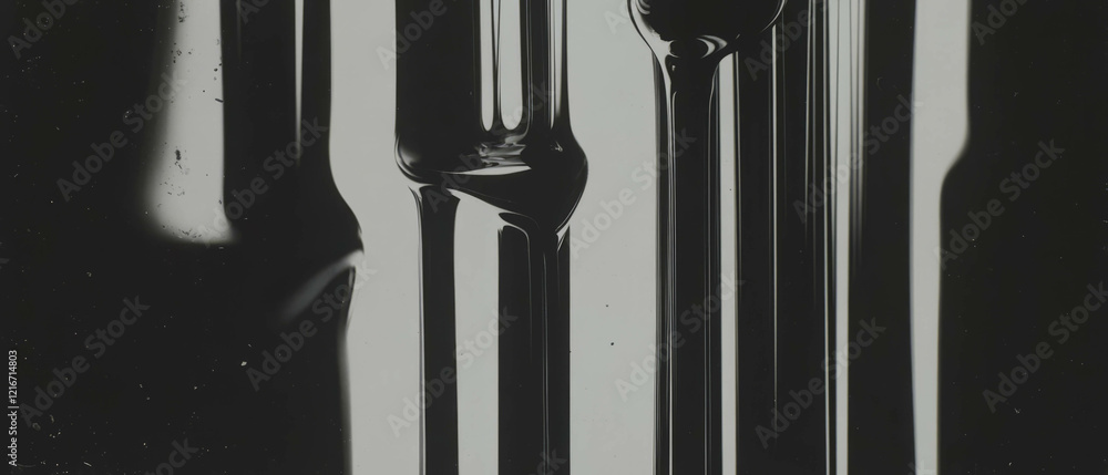 Poster Dripping ink patterns with varied thicknesses and vertical lines creating abstract texture