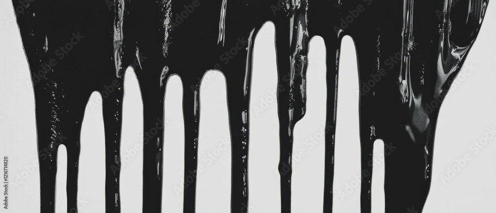 Leinwandbilder dripping black ink patterns create dynamic textures on white background