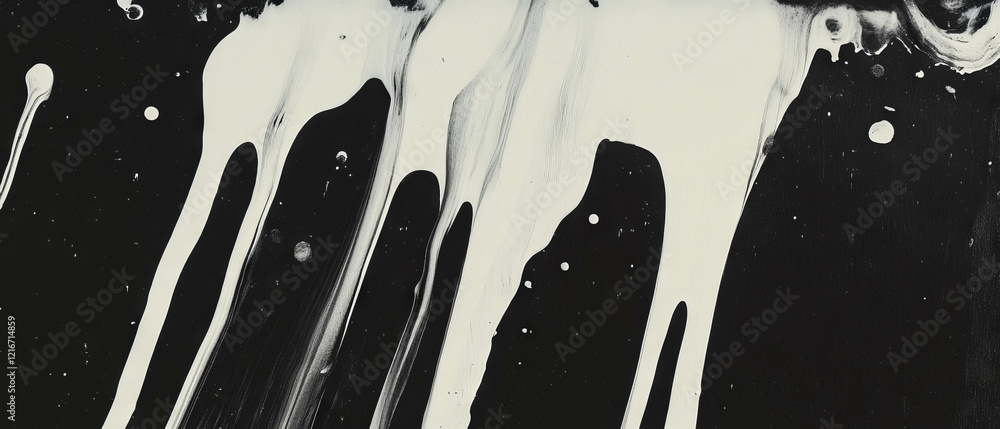 Aufkleber Elegant patterns of dripping ink create dynamic textures on a dark backdrop
