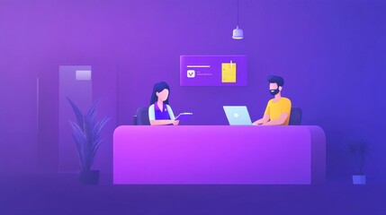 Team Collaboration in Vibrant Office Setting