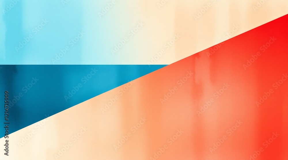 Poster diagonal split with blue and orange tones on a smooth abstract background
