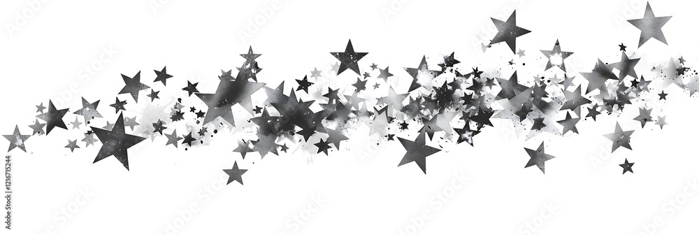 Poster a whimsical scattering of stars in various sizes, creating a dreamy, celestial effect against a whit
