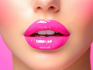 Fototapeta premium Plump pink lips, lip augmentation concept