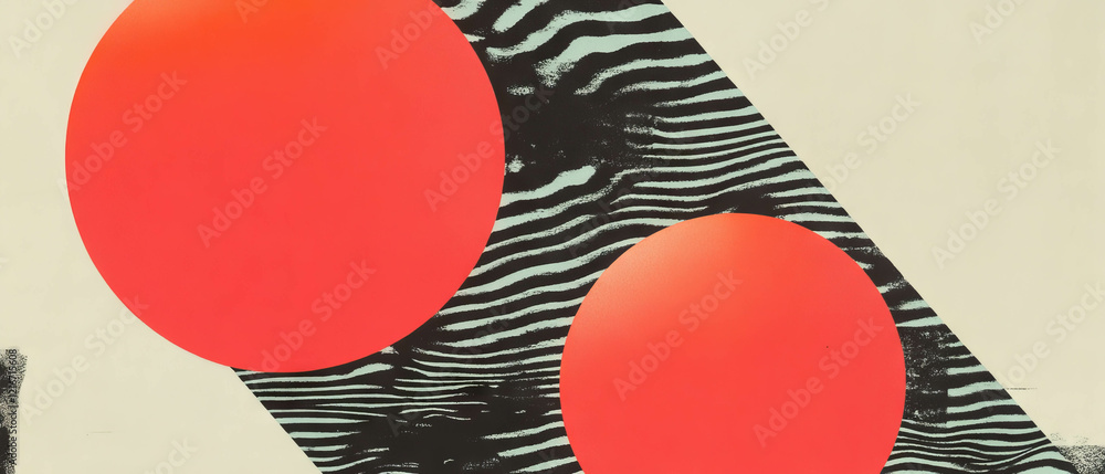 Leinwandbilder dynamic display of geometric ink patterns with contrasting red shapes creating vibrant visuals
