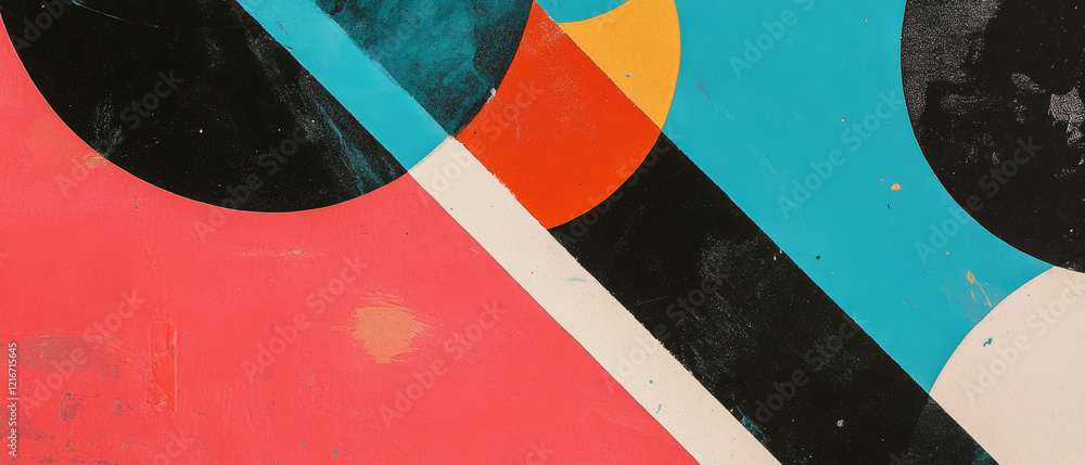 Aufkleber Geometric ink patterns showcase vibrant textures and contrasting colors in unique shapes