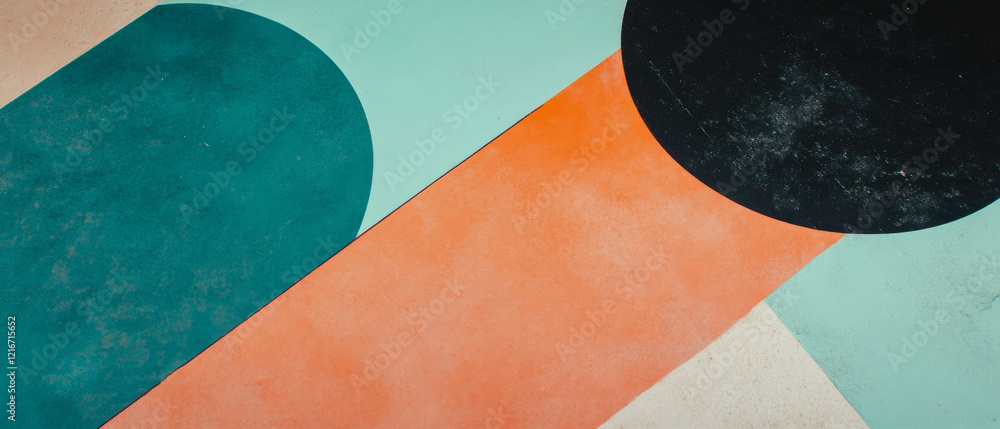 Aufkleber Geometric ink patterns with contrasting colors and precise shapes on textured surfaces