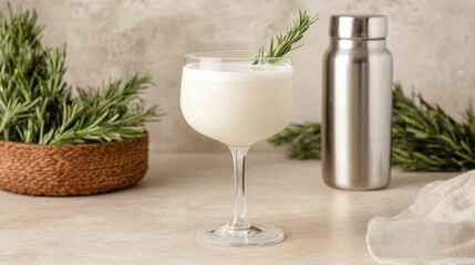 Elegant cocktail presentation featuring beautiful garnishes and premium liquors and mixers for a luxurious bar restaurant or event setting