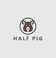 Half pig logo design with vector template