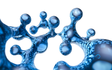 Blue molecular structure, skincare and biomedical concept, 3d rendering.