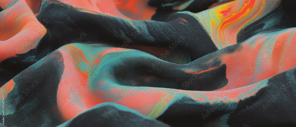 Poster exploring the vibrant texture of ink on porous fabric surfaces in artistic expressions