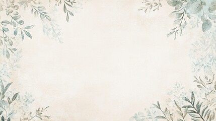 Watercolor floral frame on beige background.