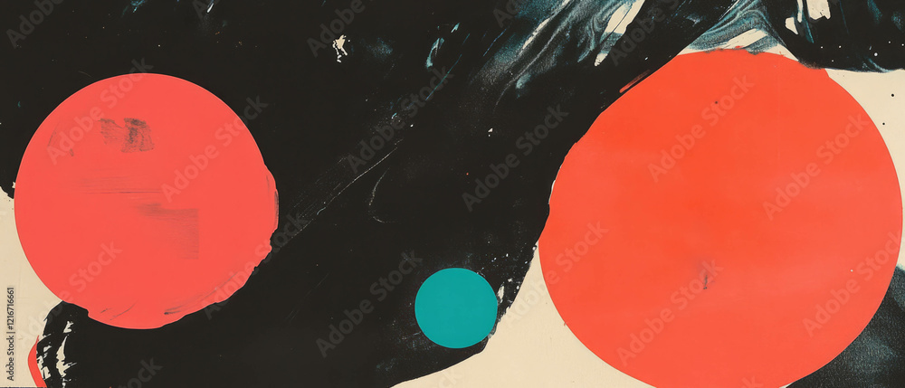 Poster Ink texture with bright contrast shapes creating varied effects on textured paper