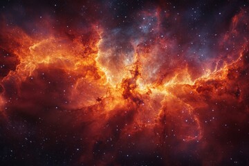 Fototapeta premium Explosive beauty of a galaxy in vibrant orange and red hues showcasing cosmic energy and stellar formations