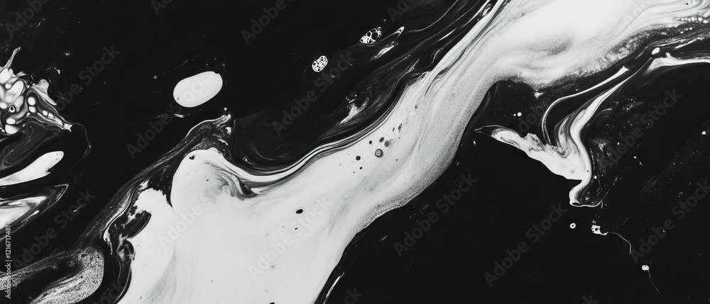 Poster exploring the captivating texture of ink with varied viscosities and flows