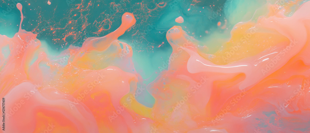 Poster unique ink and oil textures with repelling effects showcase vibrant colors and fluid patterns