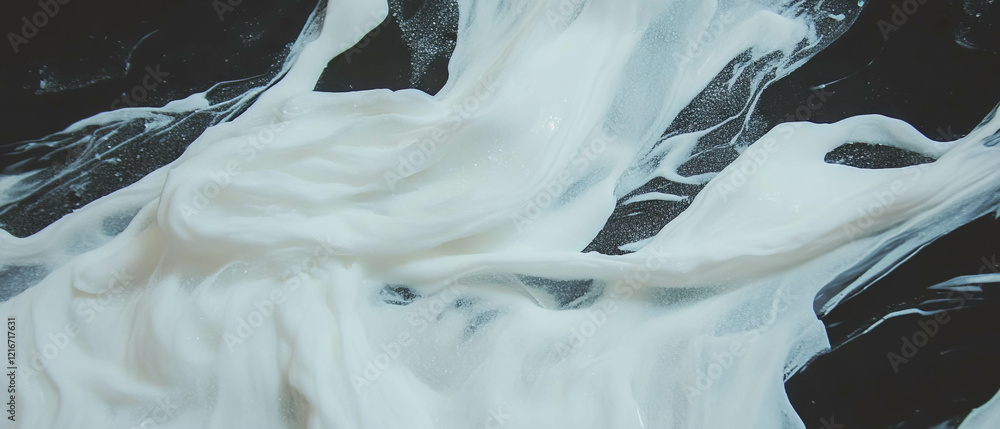 Poster exploring the intricate textures of ink and salt with captivating crystalline effects