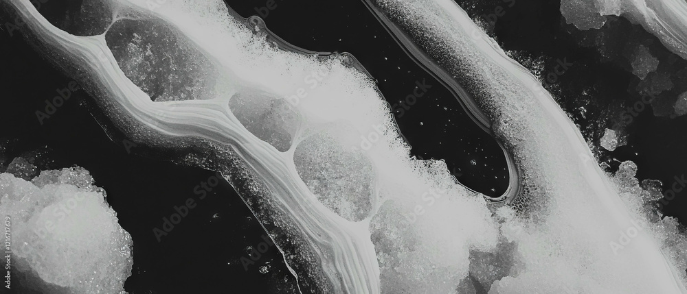 Poster Intricate patterns of ink and salt form unique crystalline textures in art