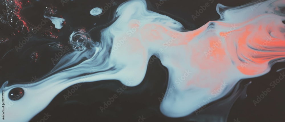 Poster exploring the captivating blend of ink and water with soft color effects