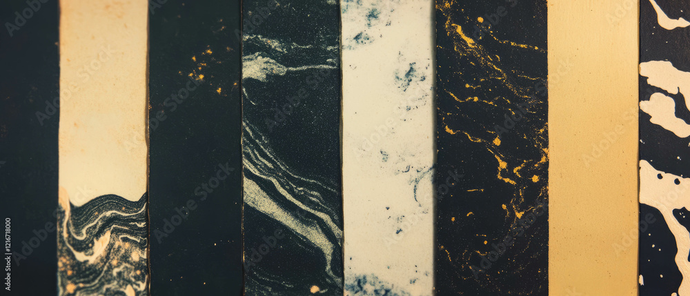 Poster Exploration of Japanese paper textures with traditional patterns and unique color combinations