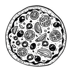 line art vector pizza illustration