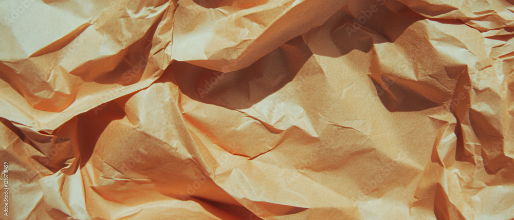 Poster textured kraft paper with intricate folds and diverse ink colors for creative projects