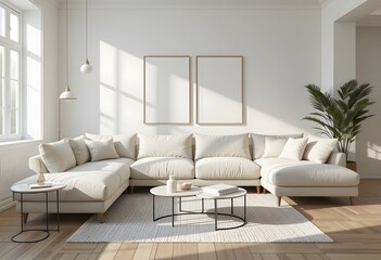 Frame mockup, ISO A paper size. Living room wall poster mockup. Interior mockup with house background. Modern interior design. 
