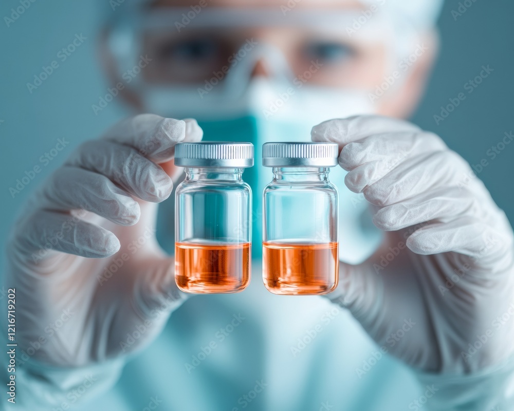 Aufkleber cutting-edge lab experimentation sterile glass vials with microbial culture in technological setting