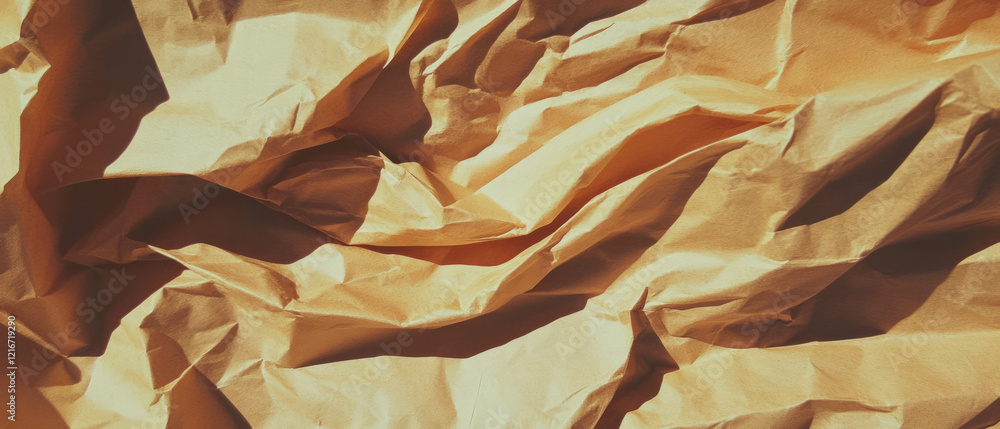 Poster Kraft paper texture with folds and creases showcasing irregular patterns and tactile surfaces