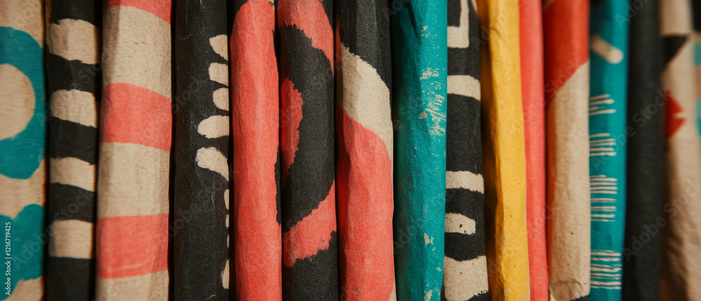 Aufkleber colorful patterned kraft paper showcasing unique textures and designs for various uses