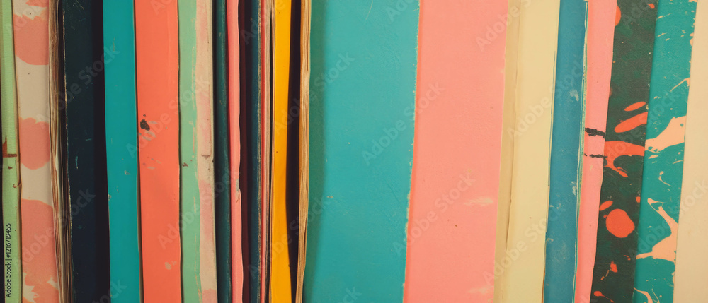 Poster colorful patterns on kraft paper showcase a blend of designs and textures