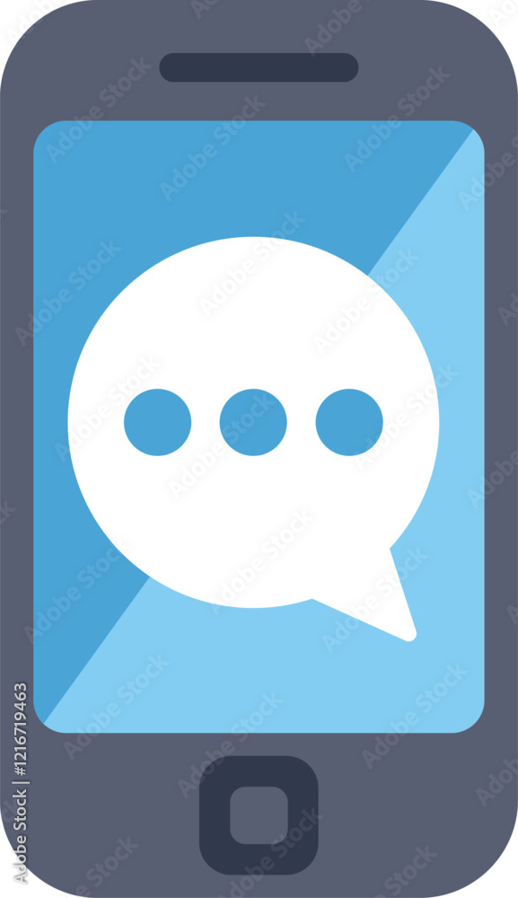 Poster smartphone is displaying a chat bubble containing three dots, representing a new message notificatio