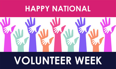 Vector illustration on the theme of national volunteer Week. A chance to recognize those who dedicate time and effort to make a difference. Design for banner, cards, prints, social media, poster.