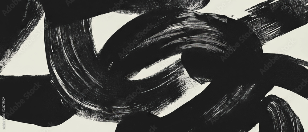 Poster Layered black ink patterns create an abstract texture on a white background in artistic design