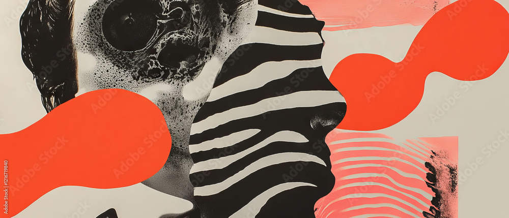 Poster Brightly colored layered ink patterns showcase varied shapes and textures