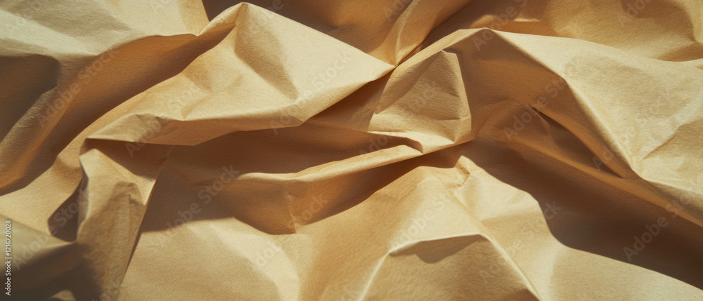 Poster Exploring the intricate texture of light brown kraft paper with visible fibers and wrinkles
