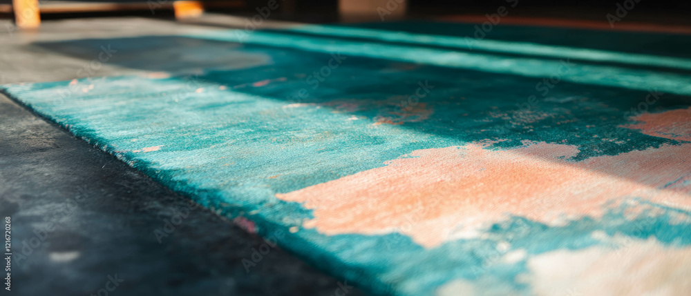 Poster Affordable machine-made rug with uniform design and textured surface suitable for modern spaces