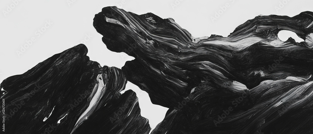 Poster Maximalist black ink patterns creating dynamic textures on white background