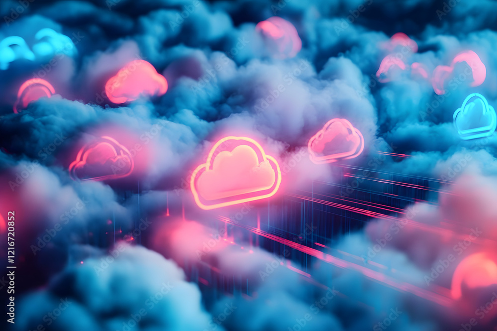 Poster abstract composition of aidriven multicloud management cloud computing services showing how ai orche