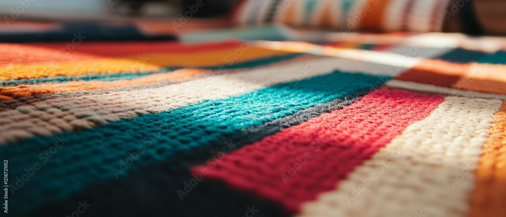 Aufkleber multi-colored rug showcasing vibrant patterns in a cozy indoor setting