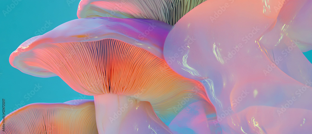 Poster Mushroom patterns in vibrant colors and abstract textures reflecting artistic inspiration