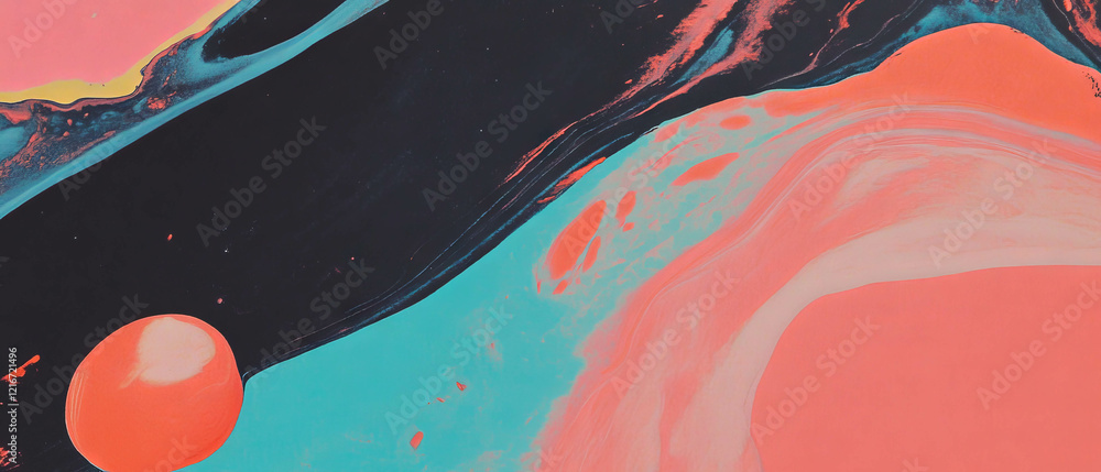 Poster Intricate negative space ink patterns with contrasting colors form unique shapes
