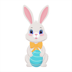 Adorable and Cute Cartoon Easter Bunny with Festive Egg Design for All Ages and Celebrations