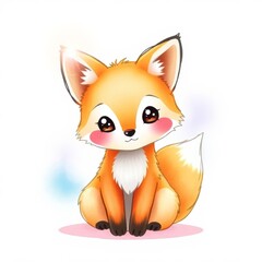 cute red fox cartoon isolated on white background