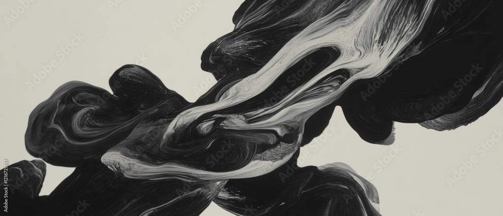 Poster Organic ink patterns with flowing lines and natural shapes creating artistic textures