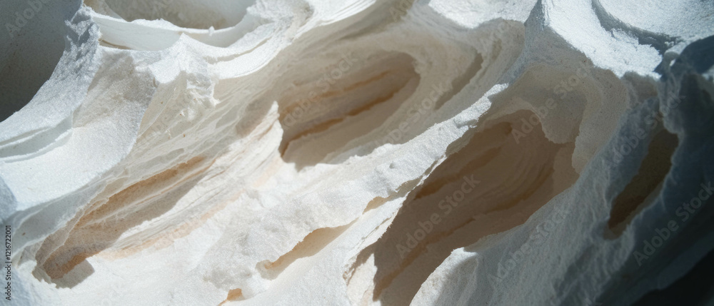 Poster Wet fibrous texture of paper pulp during the processing stage in a workshop