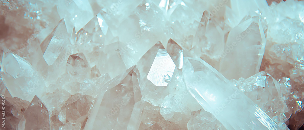 Aufkleber Quartz clusters display multiple crystal formations with diverse sizes and textures