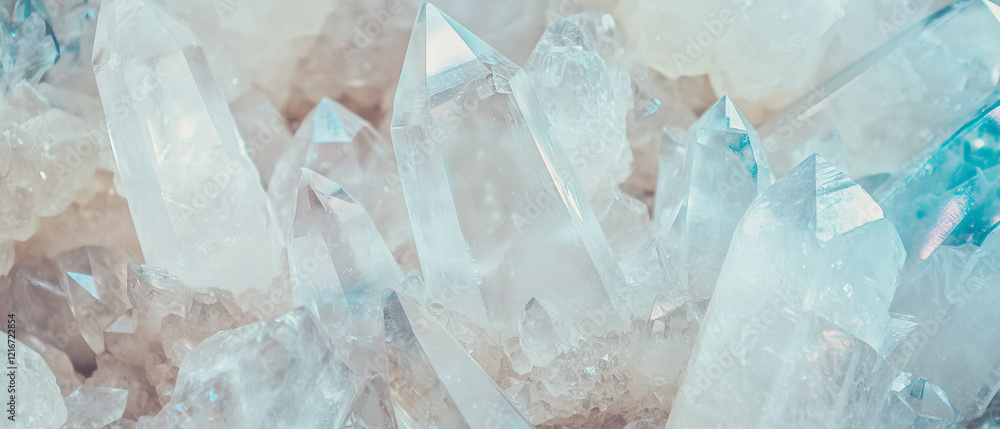 Poster exploration of varied sizes and textures in quartz clusters and crystal formations