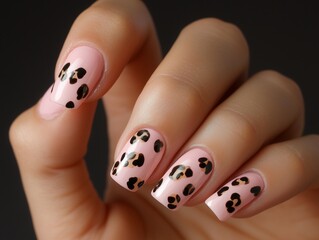 Pink cheetah print nails